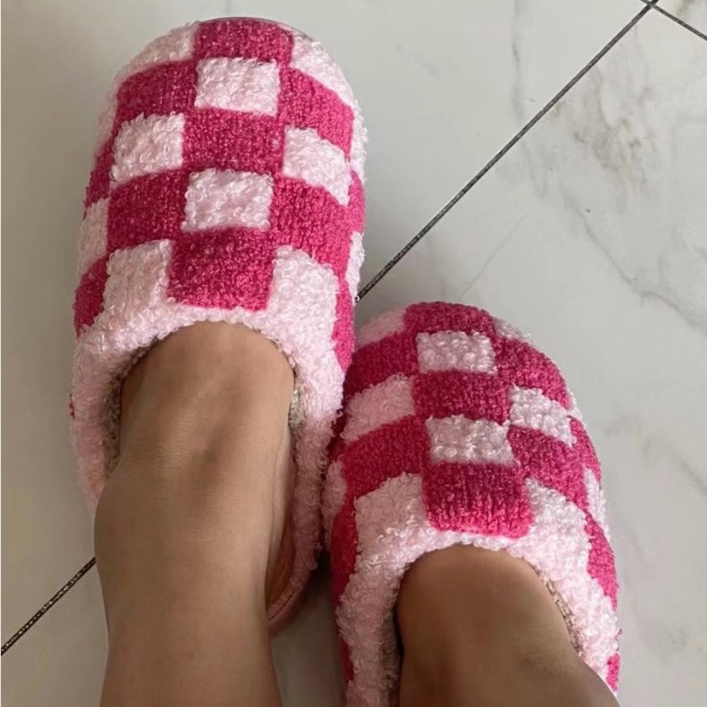 NWT - Pink Checkered Slippers